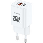 Incarcator retea Lemontti 1x USB, 1x USB-C, 25W, GaN, White