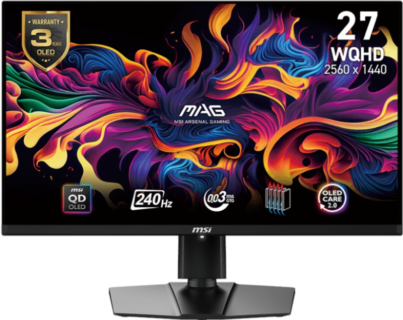 Monitor LED MSI Gaming MAG 271QPX E2 26.5 inch QHD QD-OLED 0.03 ms 240 Hz USB-C HDR