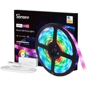 Sonoff Banda LED RGB Smart L3 Pro, Wi-Fi, Bluetooth, sincronizare muzica, 150 LED/5m, alimentare USB, 5m
