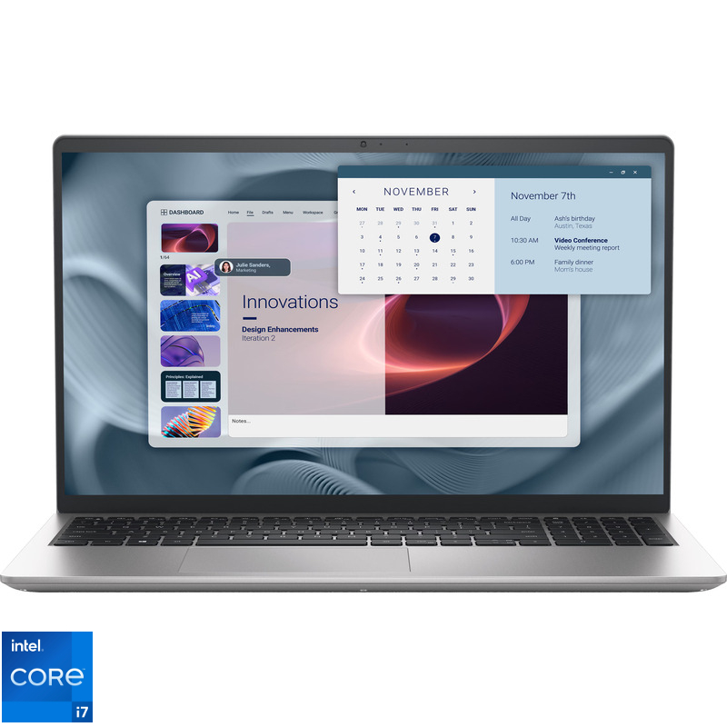Laptop Dell Pro 15 Essential PV15250 (Procesor Intel® Core™ i7-1355U (12M Cache, up to 5.00 GHz) 15.6inch FHD, 16GB, 512GB SSD, Intel Iris Xe Graphics, Windows 11 Pro, Argintiu) - imagine 2