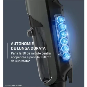 Rowenta X-Clean 4 GZ5035WO, vertical cu mop, 200W, 0.45L, Negru/Gri