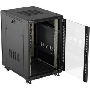 Lanberg FF01-6818-12B 18U, Stand alone, 600 x 800, Glass door, Panouri laterale detasabile, Negru