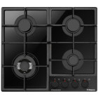 Hansa BHKS6718511, Gaz, 4 arzatoare, Aprindere electrica integrata, Sistem de siguranta, Gratar fonta, Wok, 60 cm, Negru