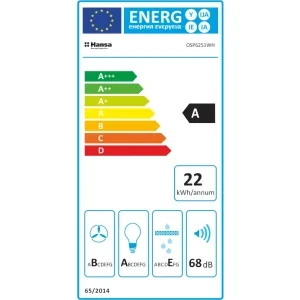 Hansa traditionala OSP6251WH, Putere de absorbtie 329 m3/h, 3 trepte, Clasa A, 60 cm, Alb