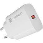 Incarcator retea Natec Ribera, 1x USB-A, 18 W, White