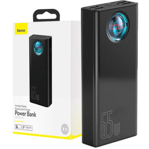 Baseus Amblight 30000 mAh, 4x USB, 1x USB-C, 65W, Black, posibilitate incarcare laptop