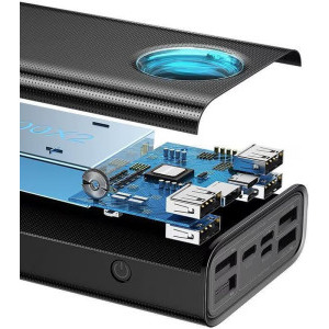 Baseus Amblight 30000 mAh, 4x USB, 1x USB-C, 65W, Black, posibilitate incarcare laptop