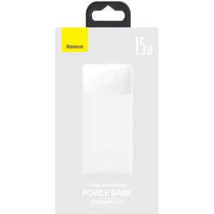 Baseus Bipow 20000 mAh, 2x USB, 1x USB-C, 15, White