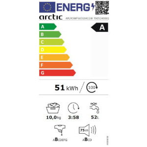 Arctic APLM3WFSU310411W, 10 kg, 1400 RPM, Clasa A, Silent Inverter, ExtraSteam, SaveInAll, IronExpress, Alb