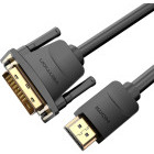 Cablu video Vention HDMI Male - DVI-D Male, 1.5 m, Negru