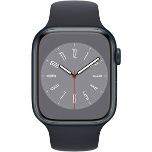 Apple Watch S8, 45mm Aluminium Midnight cu Midnight Sport Band Regular, GPS + Cellular