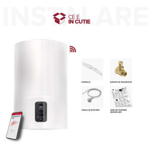 Ariston electric Lydos Wi-Fi 50L, 1800 W, conectivitate internet, rezervor emailat cu Titan