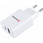 Incarcator retea Swissten 1x USB-C, 1x USB, Quick Charge 30 W, White