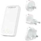 Incarcator retea Celly 1x USB-C, 1x USB, Quick Charge 65 W, GaN, White