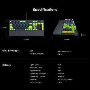 Havit KB926L RGB Black/Green Blue Switch Mecanica