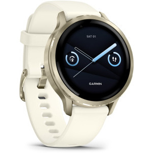 Garmin Venu 4, 41mm AMOLED curea silicon Lunar Gold/Bone