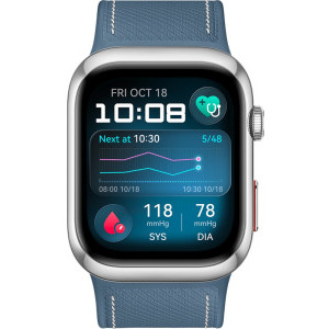 Huawei Watch D2, Silver aluminum curea Blue Composite Leather