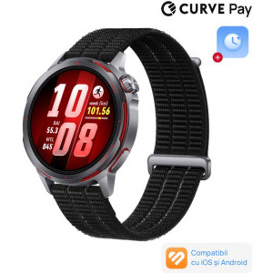 Huawei Watch GT Runner 2, Titanium Midnight Black curea Black AirDry Woven + 1 Year Warranty Extension