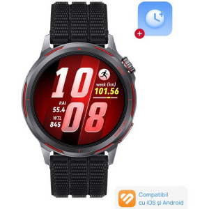 Huawei Watch GT Runner 2, Titanium Midnight Black curea Black AirDry Woven + 1 Year Warranty Extension