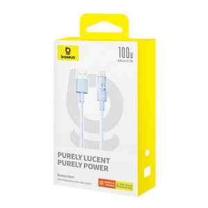 Baseus Gem, USB Male la USB-C Male, 100W, 2 m, Blue