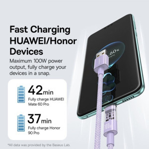 Baseus Gem, USB Male la USB-C Male, 100W, 2 m, Purple