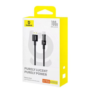 Baseus Gem, USB Male la USB-C Male, 100W, 2 m, Black