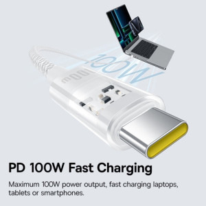 Baseus Gem, USB-C Male la USB-C Male, 100W, 2 m, White