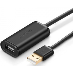 Ugreen US121 Extensie USB tip A 2.0 Male la USB tip A 2.0 Female, Amplificator de semnal, 10 m, Negru