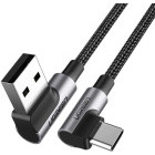 Cablu de date / adaptor Ugreen US176, USB Male la USB-C Male, Angled, 1 m, Black