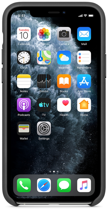 Apple Protectie pentru spate, material piele, pentru iPhone 11 Pro Max, culoare Black