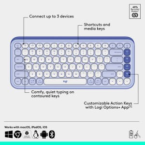 Logitech Pop Icon Combo, Bluetooth, Lilac