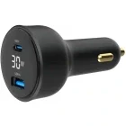 Incarcator auto Gembird TA-UC-AC2PD30LCD-CAR-01, 1x USB-C, 1x USB, 30 W, Black