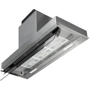 Hota incorporabila Turbionaire integrata TNP90BS, Putere de absorbtie 800 m3/h, Clasa A+, Iluminare LED, Dubla aspiratie, Sticla tratata termic, Tuya, 90 cm, Inox