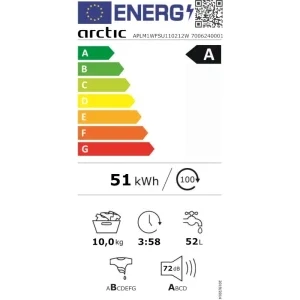 Arctic APLM1WFSU110212W, 10 kg, 1200 RPM, Clasa A, Silent Inverter, ExtraSteam, SaveInAll, Alb