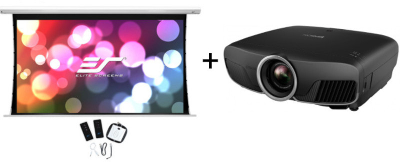 Videoproiector Epson EH-TW9400W si ecran electric EliteScreens Saker SKT135XHW-E6