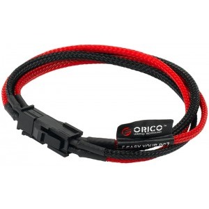 Orico 4-pin ATX Male - 4-pin ATX Female, 0.2m, negru rosu sleeved