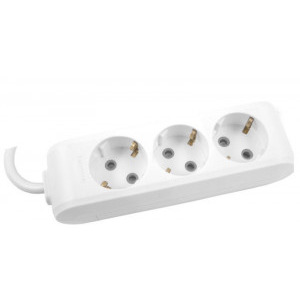 Priza/prelungitor Spacer Spacer Defender 1.5m, 3x Schuko, White