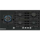 Plita incorporabila Bosch PRS9A6H40, Gaz, 5 zone de gatit, FlameSelect, Home Connect, Aprindere electrica integrata, Sistem de siguranta, Gratar fonta, Wok, 90 cm, Negru