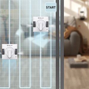 Tellur Robot curatare geamuri WiFi RWC02, 2 rezervoare de apa, anti cadere, Alb
