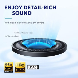 Anker Over-Ear, Soundcore Space Q45, Adaptive Active Noise Cancelling, LDCA Hi-Res, Bluetooth 5.3, White