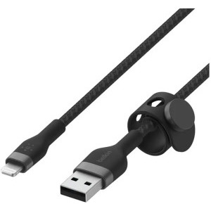 Belkin BoostCharge Pro Flex Braided Silicone USB Male la Lightning Male, 2m, Black