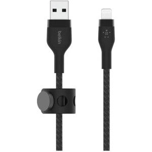 Belkin BoostCharge Pro Flex Braided Silicone USB Male la Lightning Male, 2m, Black