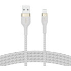 Cablu de date / adaptor Belkin BoostCharge Pro Flex Braided Silicone USB Male la Lightning Male, 2m, White