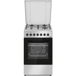 Aragaz Heinner HFSC-S60LITGC-SL, 4 arzatoare, Mixt, Dispozitiv de siguranta, Grill, 50 cm, Argintiu