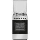Aragaz Heinner HFSC-S60LITGC-SL, 4 arzatoare, Mixt, Dispozitiv de siguranta, Grill, 50 cm, Argintiu