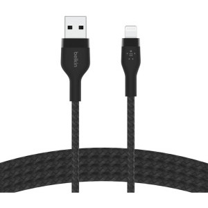 Belkin BoostCharge Pro Flex, USB Male la Lightning Male, 1m, Black