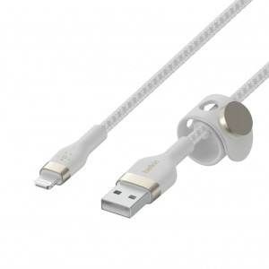 Belkin BoostCharge Pro Flex, USB Male la Lightning Male, 1m, White