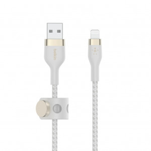 Belkin BoostCharge Pro Flex, USB Male la Lightning Male, 1m, White