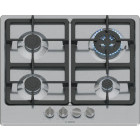 Plita incorporabila Bosch PGH6B5K90, Gaz, 4 zone de gatit, Aprindere electrica integrata, Sistem de siguranta, Gratar fonta, Wok, 60 cm, Inox