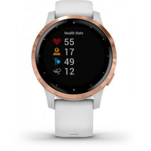 Garmin Vivoactive 4S, roz-auriu, curea silicon alb, GPS + HR